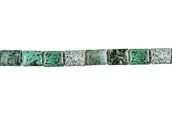 African Turquoise Beads - Dark) Flat Rectangle - 8x10mm - 16-inch - unbranded beads for jewelry making