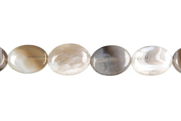 Botswana Agate Beads - Flat Oval - 12x16mm - 16-inch - unbranded beads for jewelry making