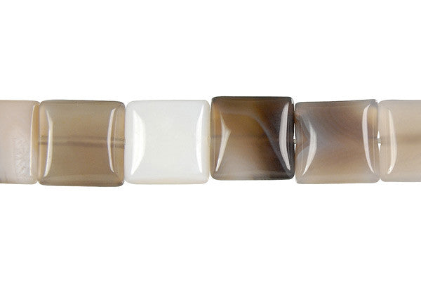 Botswana Agate Beads - Flat Square - 12x12mm - 16-inch - unbranded beads for jewelry making
