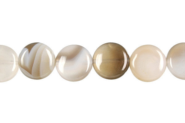 Botswana Agate Beads - Button - 12x12mm - 16-inch - unbranded beads for jewelry making