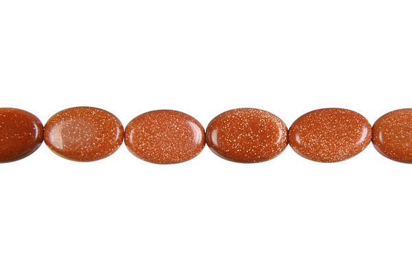Gold Stone Beads - Flat Oval - 8x12mm - 16-inch - unbranded beads for jewelry making