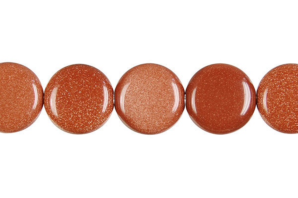 Gold Stone Beads - Coin - 14x14mm - 16-inch - unbranded beads for jewelry making