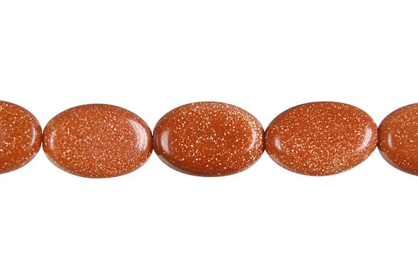 Gold Stone Beads - Flat Oval - 12x16mm - 16-inch - unbranded beads for jewelry making