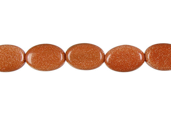 Gold Stone Beads - Flat Oval - 10x14mm - 16-inch - unbranded beads for jewelry making