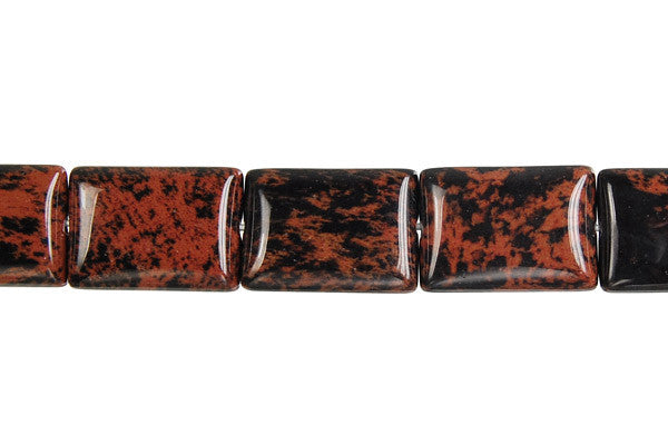 Mahogany Obsidian Beads - Flat Rectangle - 12x16mm - 16-inch - unbranded beads for jewelry making