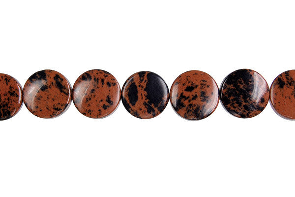 Mahogany Obsidian Beads - Coin - 10x10mm - 16-inch - unbranded beads for jewelry making