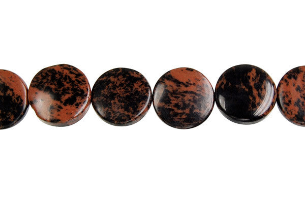Mahogany Obsidian Beads - Coin - 12x12mm - 16-inch - unbranded beads for jewelry making