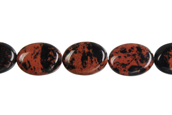 Mahogany Obsidian Beads - Flat Oval - 12x16mm - 16-inch - unbranded beads for jewelry making