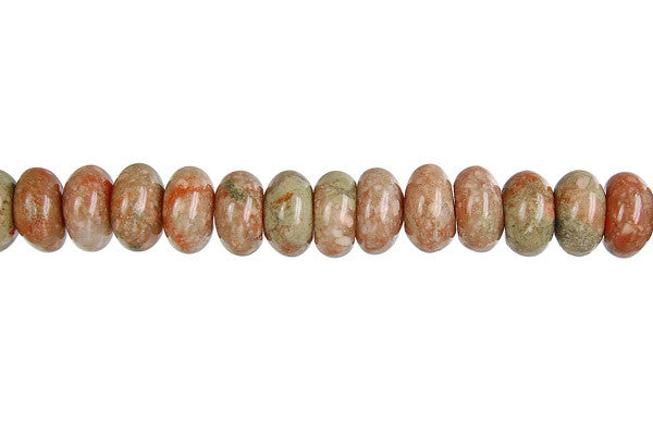 Unakite Beads - Rondelle - 5x8mm - 16-inch - unbranded beads for jewelry making