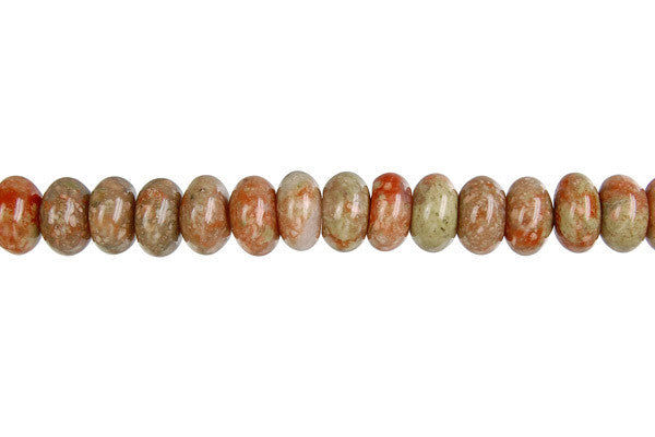 Unakite Beads - Rondelle - 4x6mm - 16-inch - unbranded beads for jewelry making