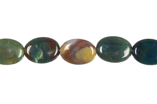 Fancy Jasper Beads - Flat Oval - 12x16mm - 16-inch - unbranded beads for jewelry making