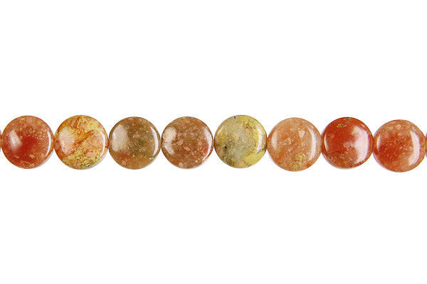 Unakite Beads - Coin - 10x10mm - 16-inch - unbranded beads for jewelry making
