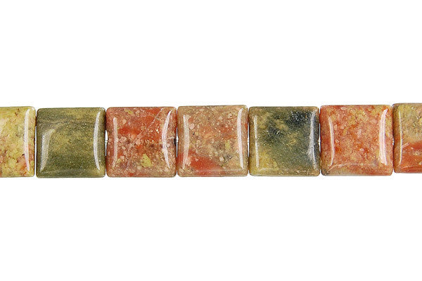 Unakite Beads - Flat Square - 10x10mm - 16-inch - unbranded beads for jewelry making