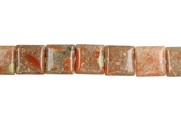 Unakite Beads - Flat Square - 8x8mm - 16-inch - unbranded beads for jewelry making