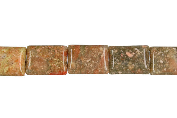 Unakite Beads - Flat Rectangle - 10x14mm - 16-inch - unbranded beads for jewelry making