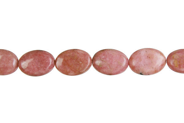 Rhodonite Beads - Flat Oval - 8x12mm - 16-inch - unbranded beads for jewelry making