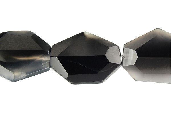 Black Onyx Beads - Slab (B) - 25x35mm - 16-inch - unbranded beads for jewelry making