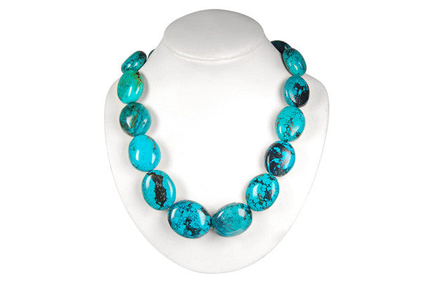Turquoise Beads - Stabilized) Graduated Smooth Nugget - 18-28mm - 17-inch - unbranded beads for jewelry making