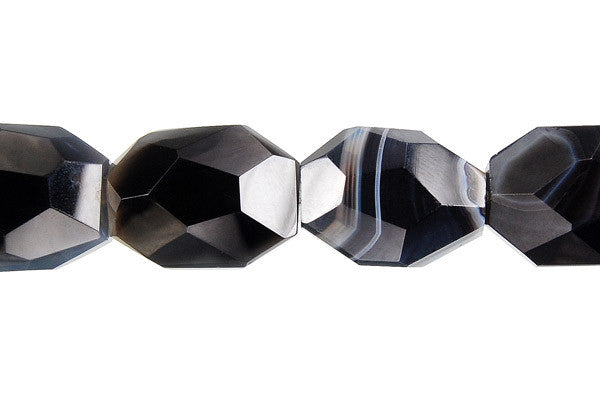 Black Sardonyx Beads - Black - Super Faceted Nugget - 14x19mm - 16-inch - unbranded beads for jewelry making