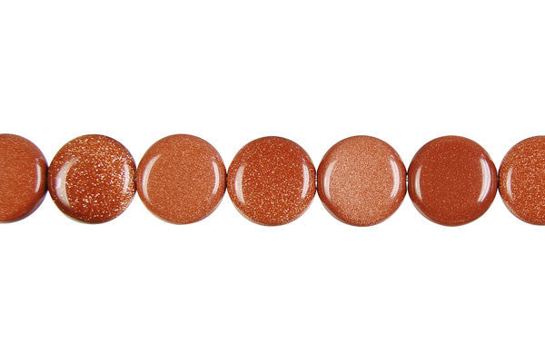Gold Stone Beads - Coin - 10x10mm - 16-inch - unbranded beads for jewelry making