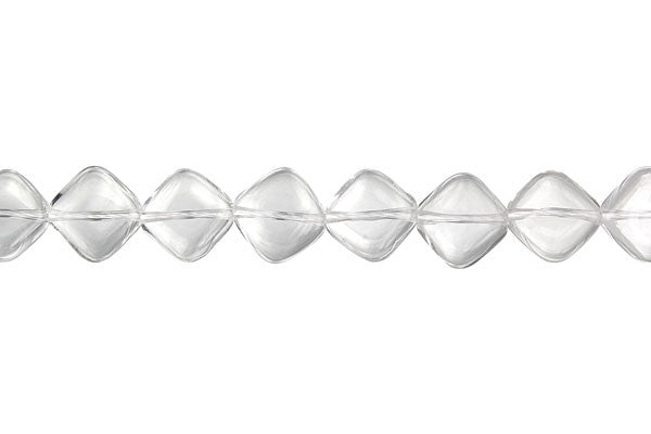 Clear Quartz Beads - Diamond Square (A) - 10x10mm - 16-inch - unbranded beads for jewelry making