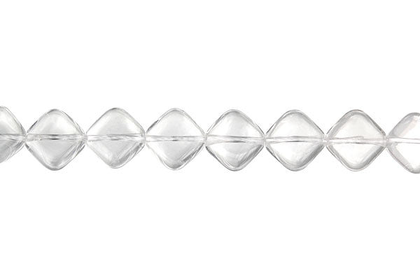 Clear Quartz Beads - Diamond Square (B) - 10x10mm - 16-inch - unbranded beads for jewelry making