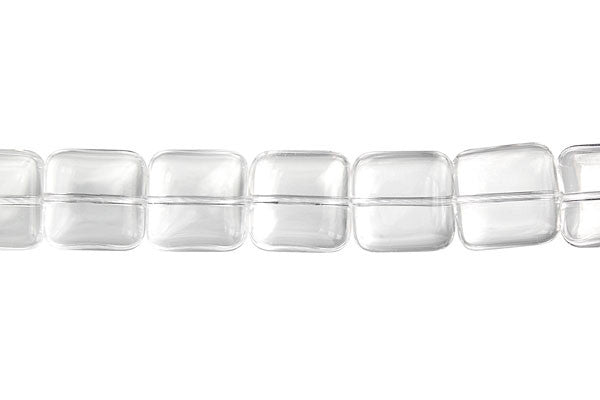 Clear Quartz Beads - Flat Square (A) - 14x14mm - 16-inch - unbranded beads for jewelry making