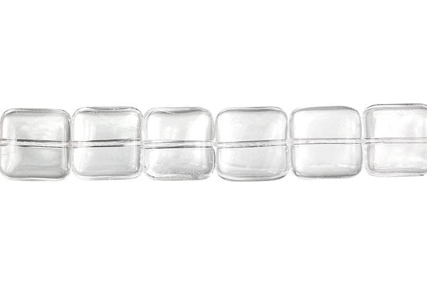 Clear Quartz Beads - Flat Square (B) - 14x14mm - 16-inch - unbranded beads for jewelry making