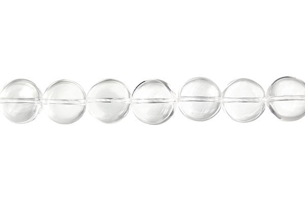 Clear Quartz Beads - Coin (A) - 12x12mm - 16-inch - unbranded beads for jewelry making