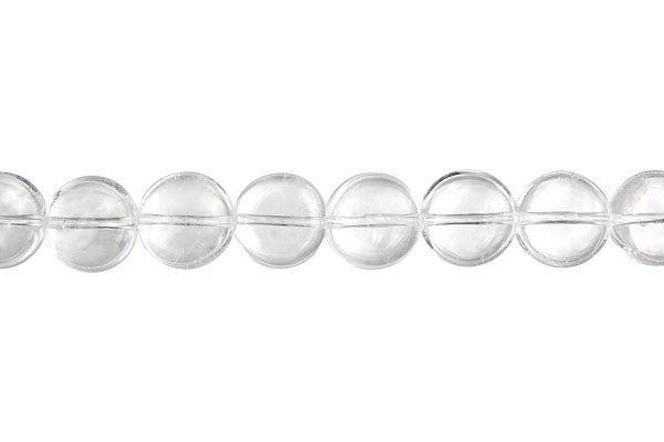 Clear Quartz Beads - Coin (B) - 12x12mm - 16-inch - unbranded beads for jewelry making