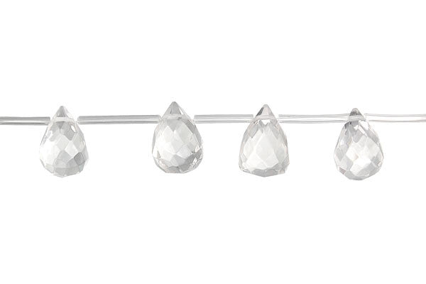 Clear Quartz Beads - Faceted Briolette (A) - 8x12mm - 16-inch - unbranded beads for jewelry making