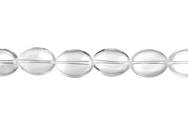 Clear Quartz Beads - Flat Oval (A) - 12x16mm - 16-inch - unbranded beads for jewelry making
