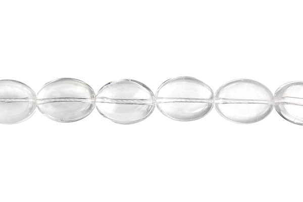 Clear Quartz Beads - Flat Oval (B) - 12x16mm - 16-inch - unbranded beads for jewelry making