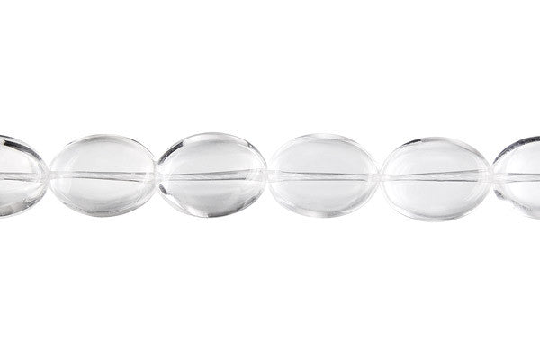 Clear Quartz Beads - Flat Oval (A) - 8x12mm - 16-inch - unbranded beads for jewelry making