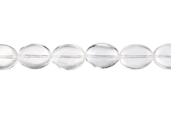 Clear Quartz Beads - Flat Oval (B) - 8x12mm - 16-inch - unbranded beads for jewelry making