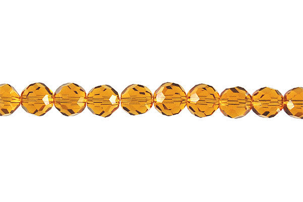 Chinese Crystal Beads - (Amber Faceted Round - 6mm - 12-15-inch - unbranded beads for jewelry making