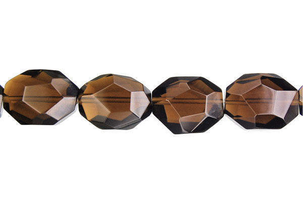 Smoky Quartz Glass Beads - Super Faceted Nugget - 14x19mm - 16-inch - unbranded beads for jewelry making