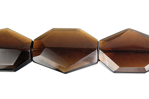 Smoky Quartz Glass Beads - Faceted Slab - 25x35mm - 16-inch - unbranded beads for jewelry making
