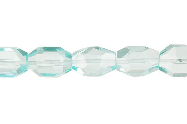 Aqua Quartz Glass Beads - Super Faceted Nugget - 14x19mm - 16-inch - unbranded beads for jewelry making