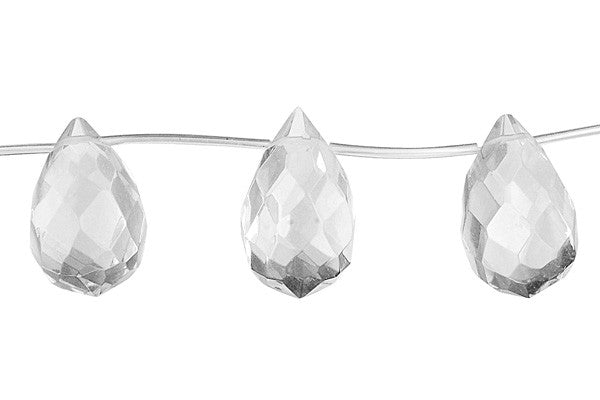 Clear Quartz Beads - Faceted Briolette - 16x25mm - 8-inch - unbranded beads for jewelry making