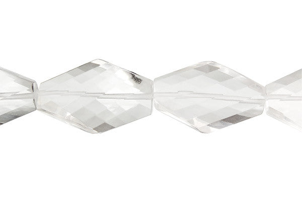 Clear Quartz Beads - Twisted Diamond - 20x30mm - 16-inch - unbranded beads for jewelry making
