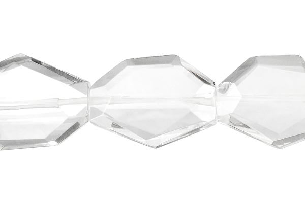 Clear Quartz Beads - Faceted Slab - 25x35mm - 16-inch - unbranded beads for jewelry making