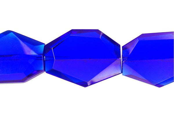 Royal Blue Quartz Glass Beads - Faceted Slab - 25x35mm - 16-inch - unbranded beads for jewelry making