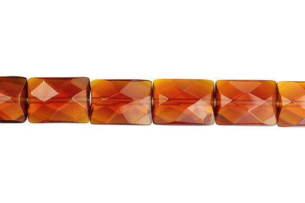 Amber Quartz Glass Beads - Faceted Rectangle - 12x16mm - 16-inch - unbranded beads for jewelry making