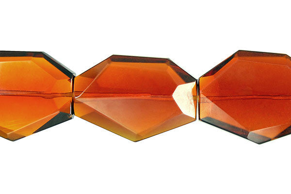 Amber Quartz Glass Beads - Faceted Slab - 25x35mm - 16-inch - unbranded beads for jewelry making