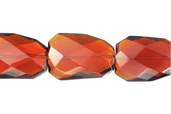 Amber Quartz Glass Beads - Twisted Faceted Flat Slab - 22x30mm - 16-inch - unbranded beads for jewelry making
