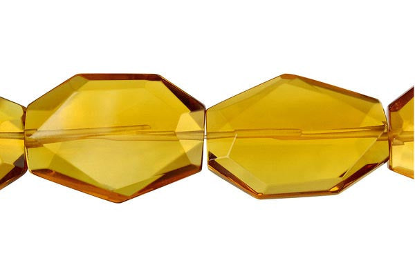 Champagne Quartz Glass Beads - Faceted Slab - 25x35mm - 16-inch - unbranded beads for jewelry making