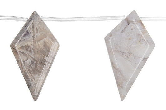 Bamboo Leaf Agate Diamond Briolette - 25x45mm - Piece - unbranded Bamboo Leaf Agate pendant for jewelry making