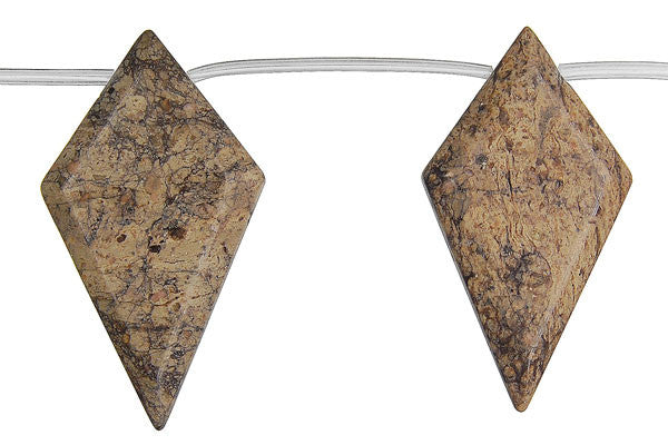 Picasso Jasper Diamond Briolette - 25x45mm - Piece - unbranded Picasso Jasper pendant for jewelry making