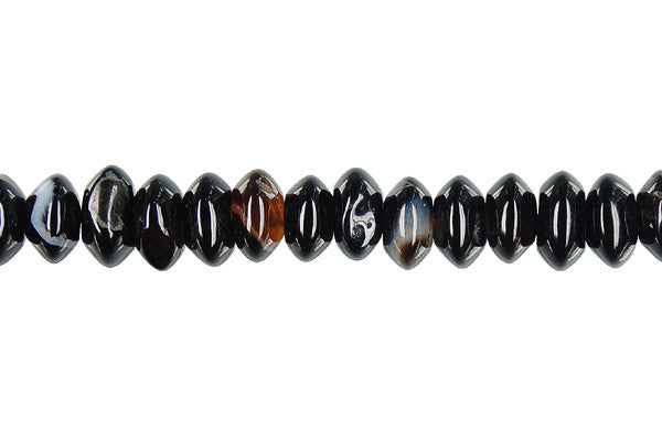 Sardonyx Beads - (Black Rondelle Beads - 5x8mm - 16-inch - unbranded beads for jewelry making